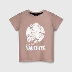 Футболка хлопковая детская Vault boy - join the vault tec, цвет: пыльно-розовый