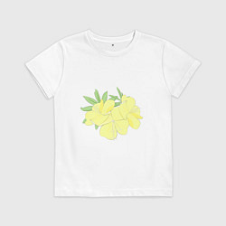 Футболка хлопковая детская Желтые цветы, цвет: белый