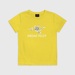 Футболка хлопковая детская Drones pilot, цвет: желтый