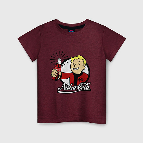 Детская футболка Vault boy - nuka cola / Меланж-бордовый – фото 1