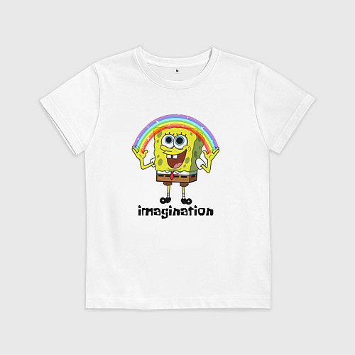 Детская футболка Губка боб воображение мем / Белый – фото 1