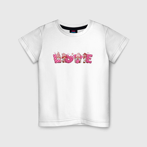 Детская футболка Милые влюбленные гномы / Белый – фото 1