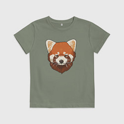 Футболка хлопковая детская Голова милой красной панды, цвет: авокадо