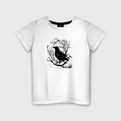 Футболка хлопковая детская Черный ворон, цвет: белый