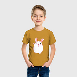 Футболка хлопковая детская Круглый кролик, цвет: горчичный — фото 2