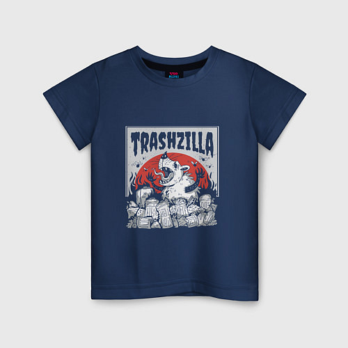 Детская футболка Гигантский опоссум годзилла и мусор / Тёмно-синий – фото 1