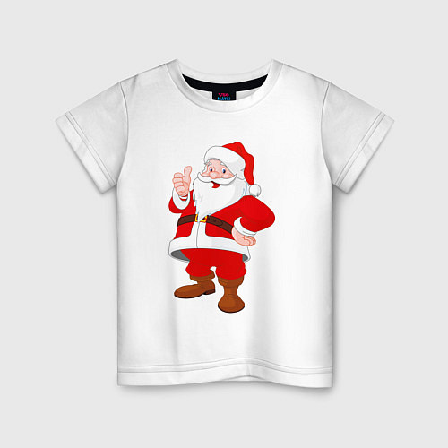 Детская футболка Радостный Санта Клаус / Белый – фото 1