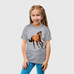 Футболка хлопковая детская Мустанг лошадь, цвет: меланж — фото 2
