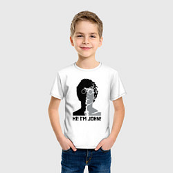Футболка хлопковая детская Джон Леннон - портрет, цвет: белый — фото 2