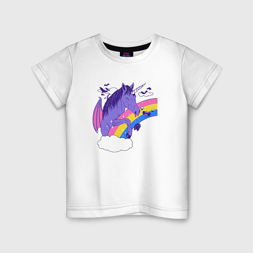 Детская футболка Единорого-вампир и радуга / Белый – фото 1