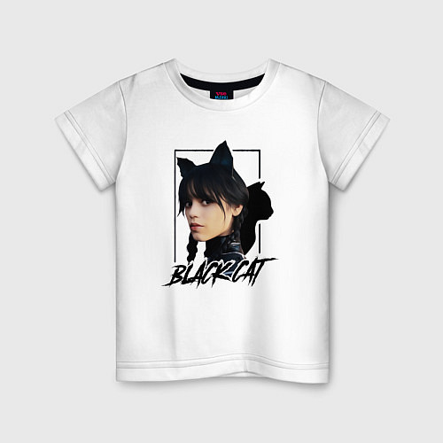 Детская футболка Wednesday Black cat / Белый – фото 1