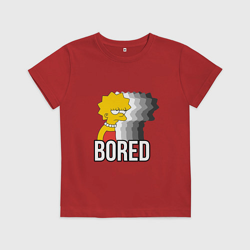 Детская футболка Лиза Симпсон - bored / Красный – фото 1