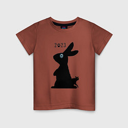 Футболка хлопковая детская Кот и кролик 2023, цвет: кирпичный