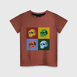 Детская футболка Четыре черепочка в разноцветных квадратах