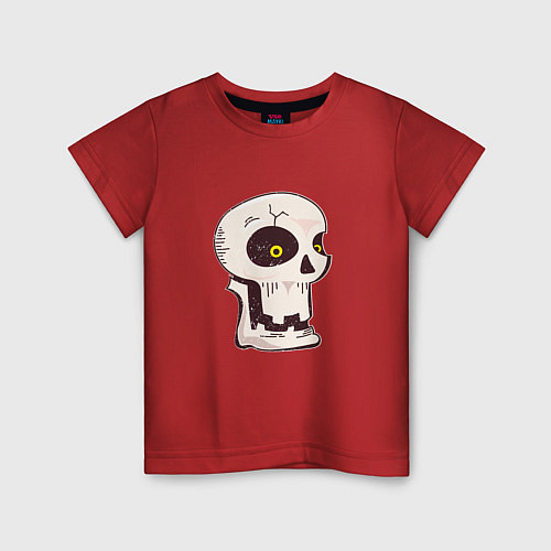 Детская футболка Длинный череп желтый глаз / Красный – фото 1