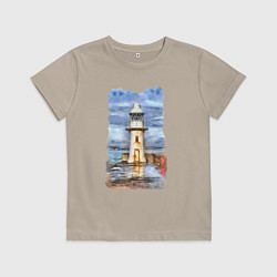 Футболка хлопковая детская Старый маяк, цвет: миндальный