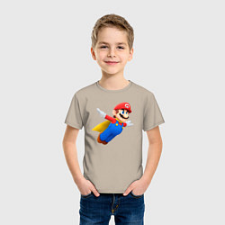 Футболка хлопковая детская Марио в полёте, цвет: миндальный — фото 2