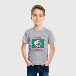 Футболка хлопковая детская Happy ollie days and happy new tricks, цвет: меланж — фото 2