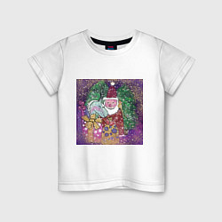 Детская футболка Дед мороз с оленем и попугаем