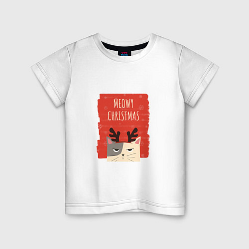 Детская футболка Meowy christmas / Белый – фото 1