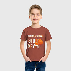 Футболка хлопковая детская Надпись мандаринки это круто, цвет: кирпичный — фото 2