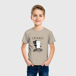 Футболка хлопковая детская Catanic quote, цвет: миндальный — фото 2
