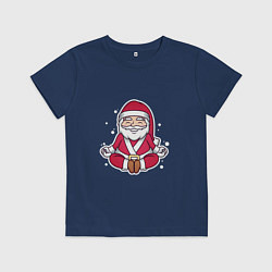 Футболка хлопковая детская Санта релакс, цвет: тёмно-синий