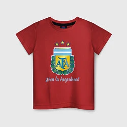 Футболка хлопковая детская Эмблема федерации футбола Аргентины, цвет: красный