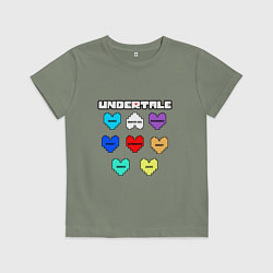 Футболка хлопковая детская Undertale - души 8 людей, цвет: авокадо
