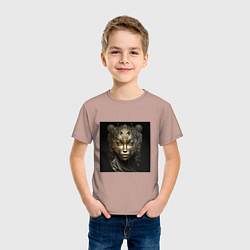 Футболка хлопковая детская Девушка робот в стиле стимпанк паропанк, цвет: пыльно-розовый — фото 2