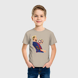 Футболка хлопковая детская Messi Barcelona, цвет: миндальный — фото 2