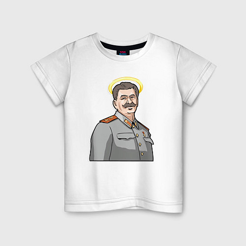 Детская футболка Сталин с нимбом / Белый – фото 1