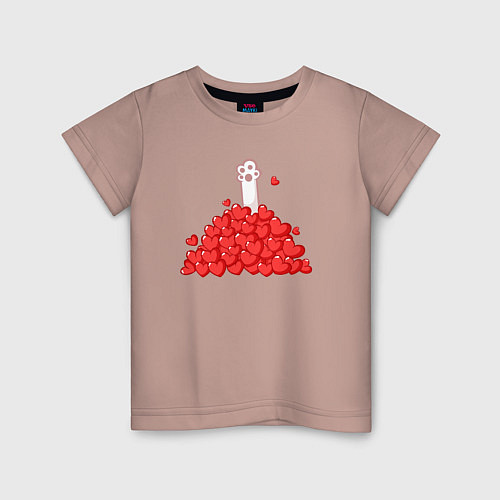 Детская футболка Куча сердечек / Пыльно-розовый – фото 1