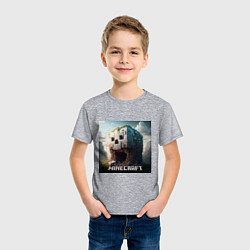 Футболка хлопковая детская Жуткая пещера Minecraft, цвет: меланж — фото 2