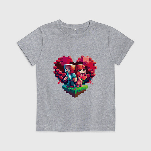 Детская футболка Влюбленные в Minecraft / Меланж – фото 1