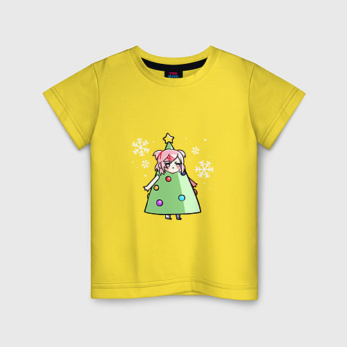 Детская футболка С новым годом - аниме девочка / Желтый – фото 1