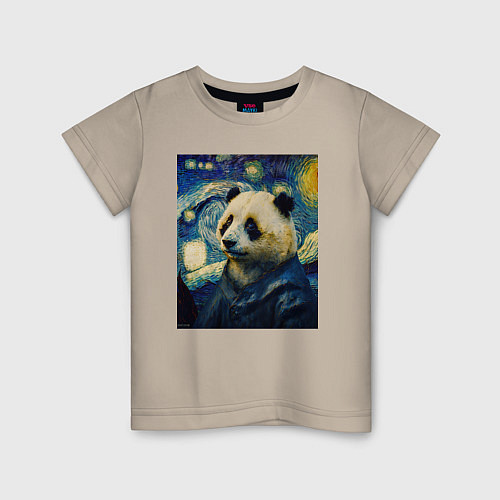 Детская футболка Панда Ван Гога / Миндальный – фото 1