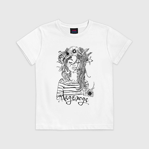 Детская футболка Надежда в венке из летних цветов / Белый – фото 1