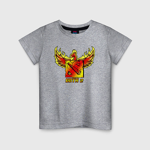 Детская футболка Дота 2 - огненный феникс / Меланж – фото 1