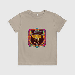 Футболка хлопковая детская Мишка на чиле, цвет: миндальный