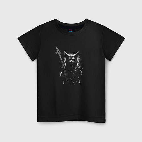 Детская футболка Black metal cat / Черный – фото 1