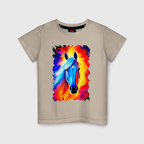 Детская футболка Огнегривый конь со звездой на лбу / Миндальный – фото 1