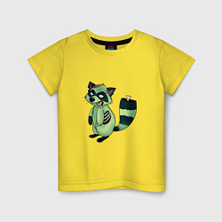 Детская футболка Зеленый енот зомбак