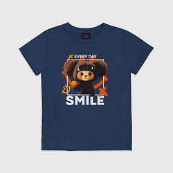 Футболка хлопковая детская Every day smile, цвет: тёмно-синий