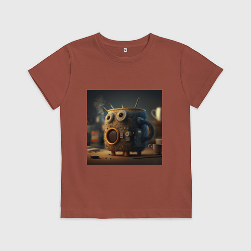 Детская футболка Утепленная кружка с лицом / Кирпичный – фото 1