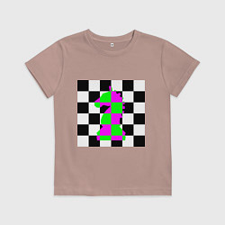 Футболка хлопковая детская Конь шахматный, цвет: пыльно-розовый