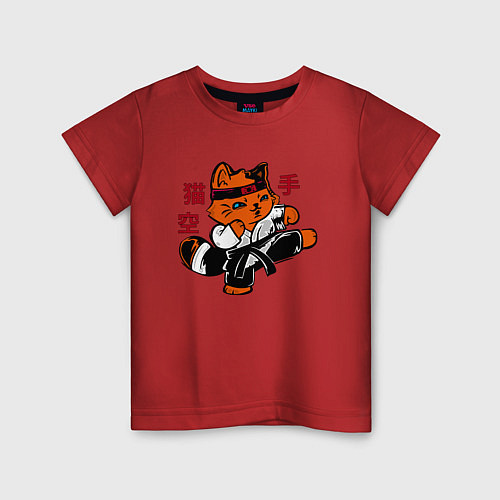 Детская футболка Кот каратист art / Красный – фото 1
