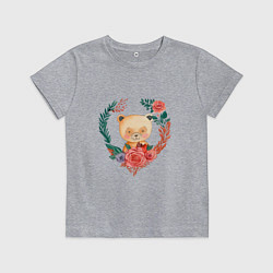 Футболка хлопковая детская Желтый мишка, цвет: меланж