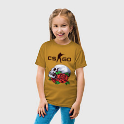 Футболка хлопковая детская Контра и череп с розами, цвет: горчичный — фото 2