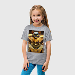 Футболка хлопковая детская Кот сфинкс фараон, цвет: меланж — фото 2